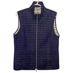 ERFO navy blue diamond eyelet quilted puffer vest size 40